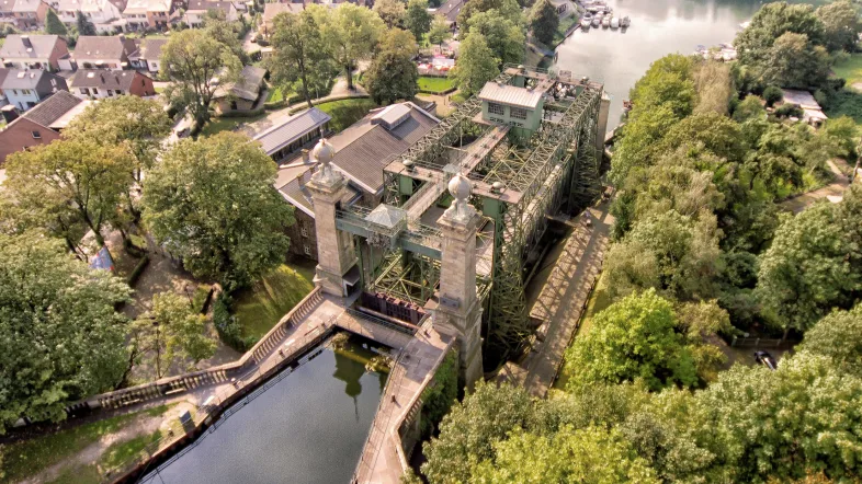 Ansicht des LWL-Museum Schiffshebewerk Henrichenburg von oben.